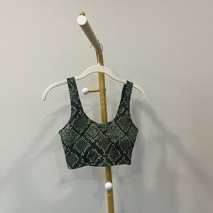 Balance Athletica Dark Green Patterned Crop Top